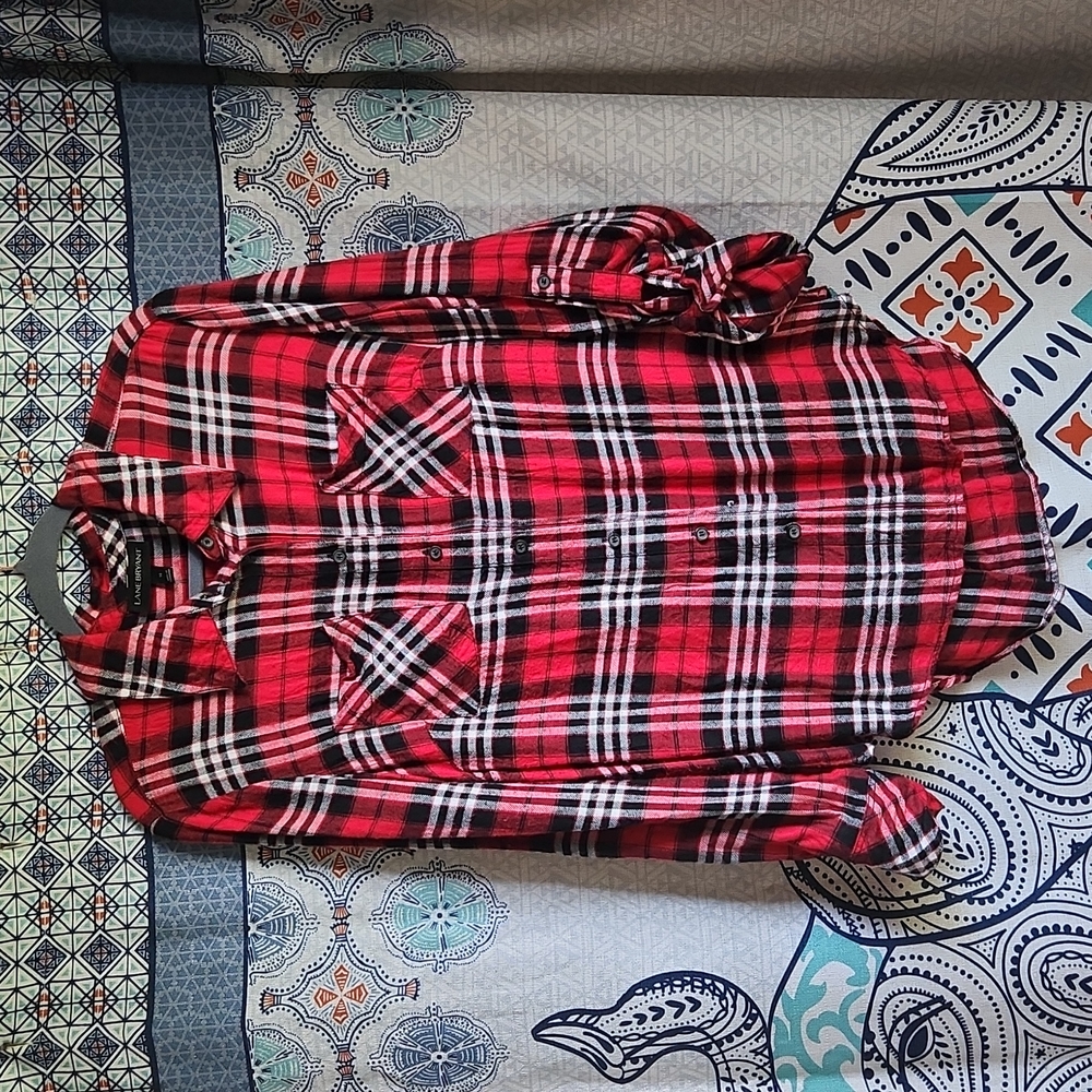 Plaid Button Top